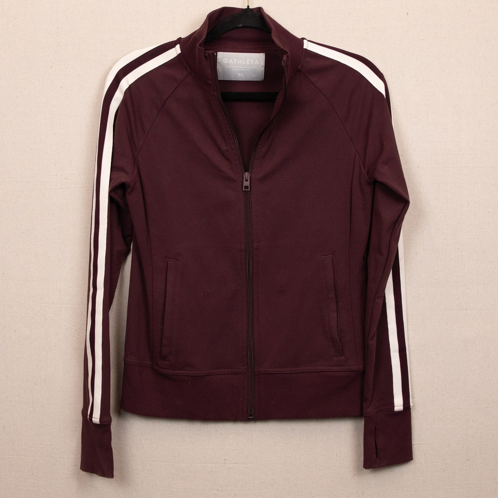 Athleta Circa burgundy zip up track jacket-XS